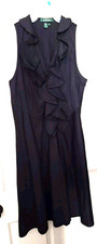 Lauren Ralph Lauren Womens Black Sleeveless Ruffle V-Neck Sheath Dress Size 10