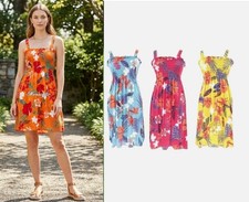 Women's Floral Print Sleeveless Smocked Sundress M L XL XXL