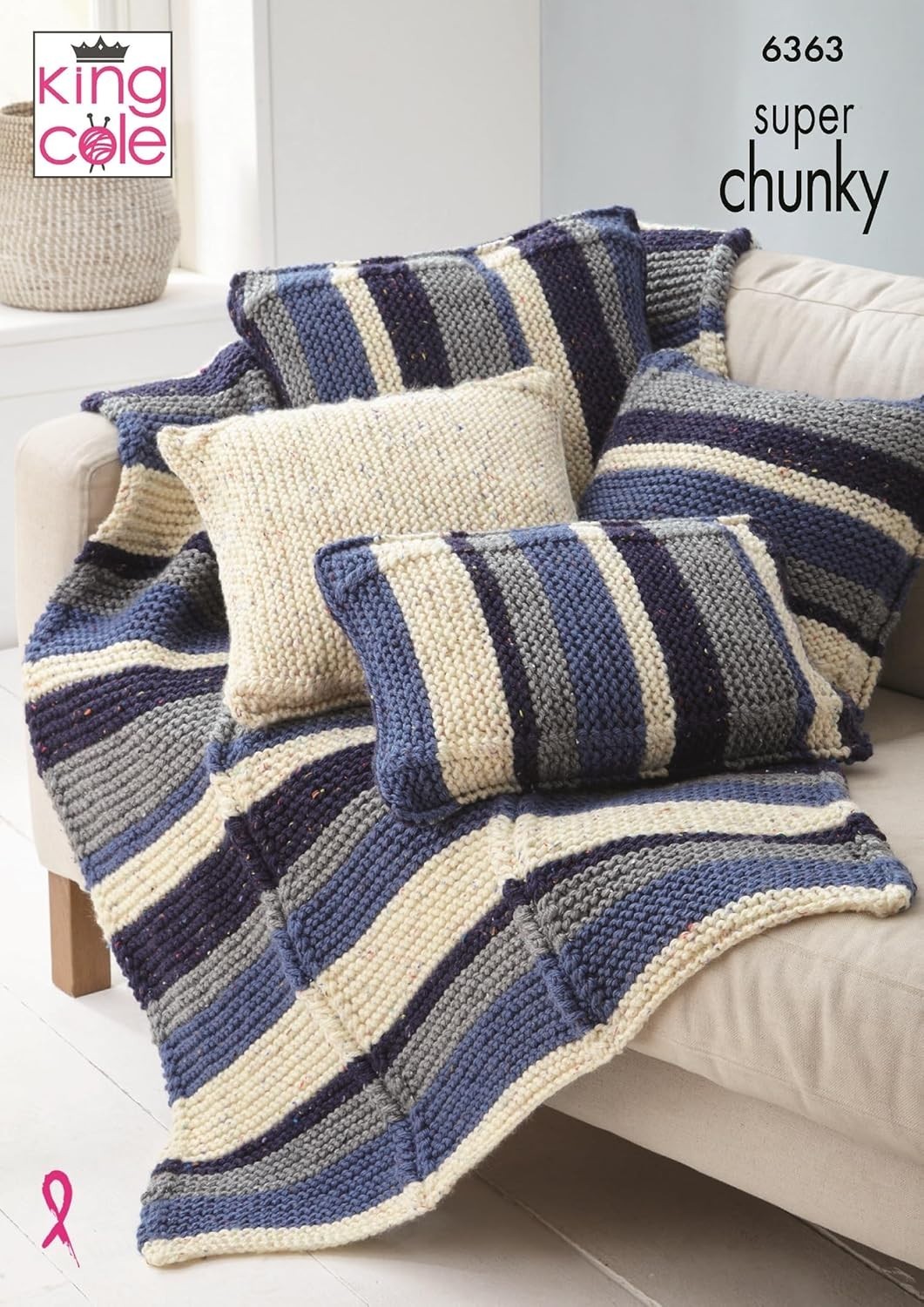 Throw and Cushion Covers in King Cole Big Value Super Chunky Tweed (6363) - Image 3
