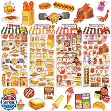 3D Puffy Food Stickers for Kids,Cute Food Sticker with Bread Pizza Sushi and 