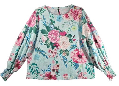 Women's Floral Balloon Sleeve spring Blouse  Country Cottage Cute Easter 131-4