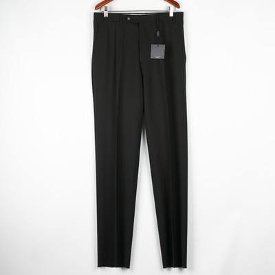 NWT $725 Canali Pure Wool Natural Comfort Single Pleated Pants Black 38US/48IT