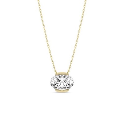 1,00 ct im Labor gezüchteter weißer Diamant Solitär Anhänger in 10 K Gold Kette Halskette