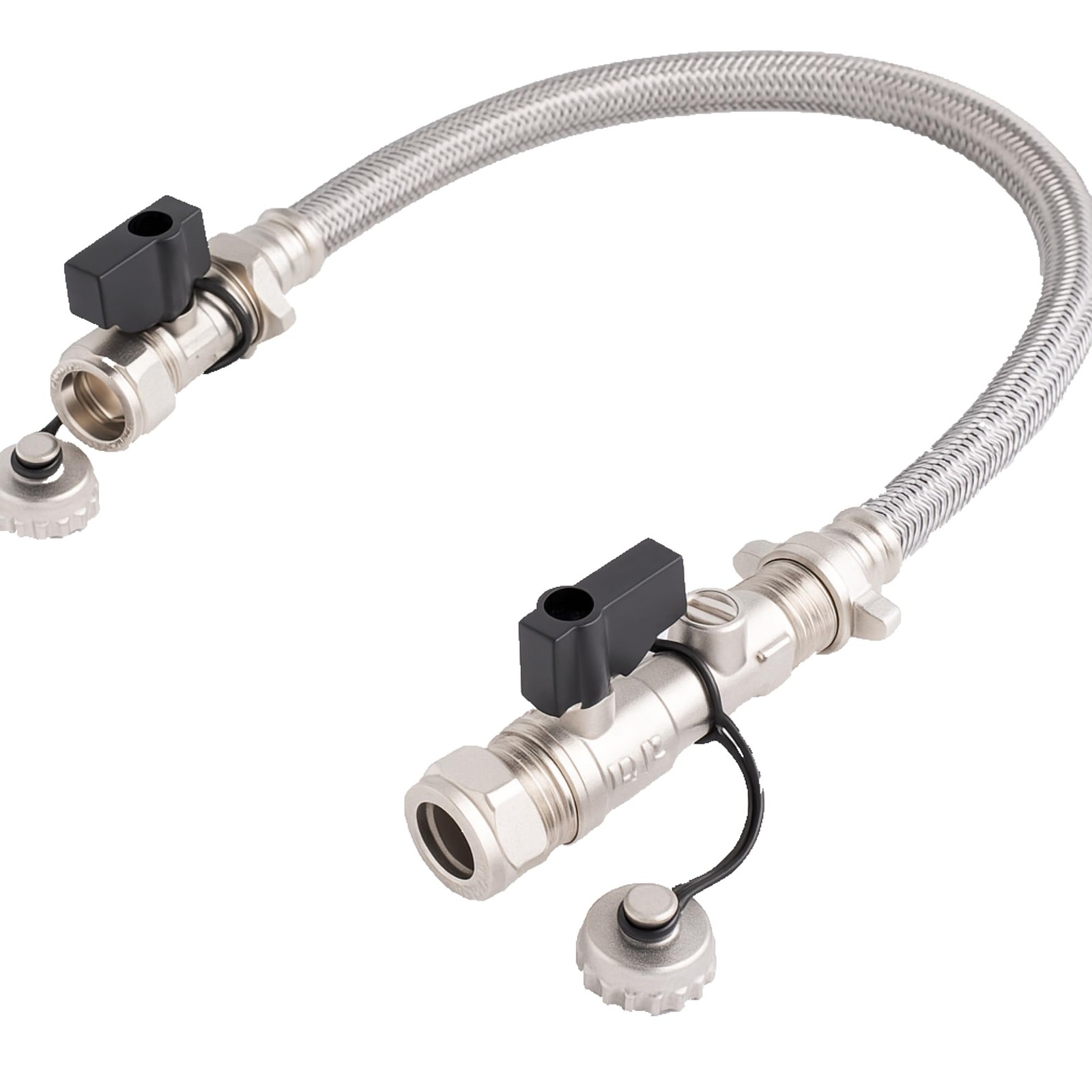 Kudos-Trading 15mm Central Heating Filling Loop Kit – Flexible Braided Silver