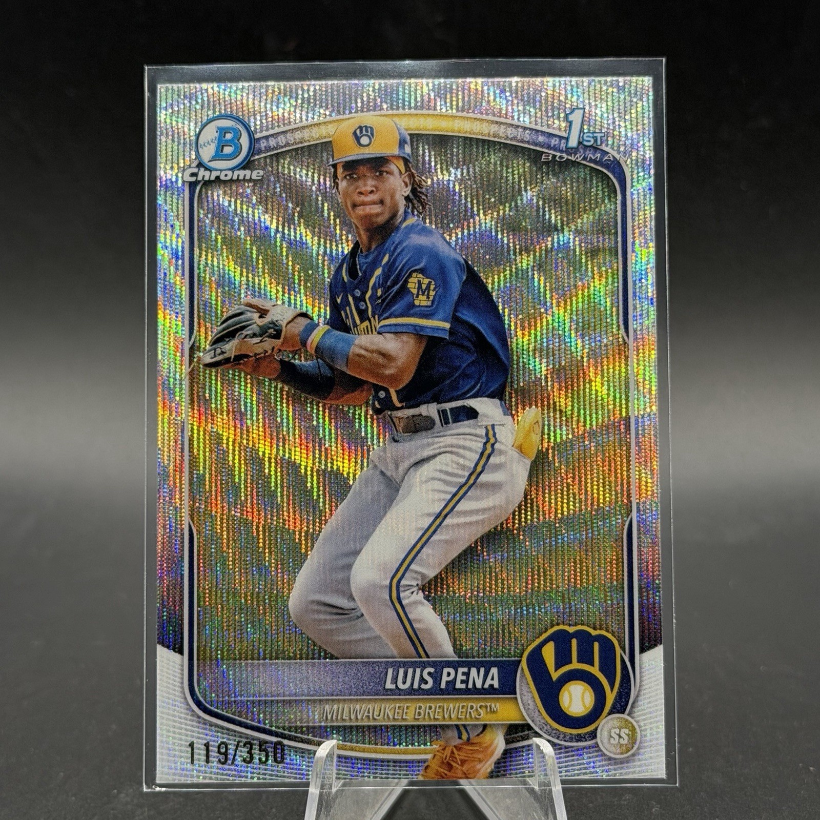 2025 Bowman - Chrome Prospects Luis Pena #BCP-38 Wave Refractor /350 RC BREWERS