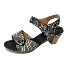 L'Artiste Spring Step Alluroe Sandals Grey Ankle Strap Open Toe Size 39 Leather 