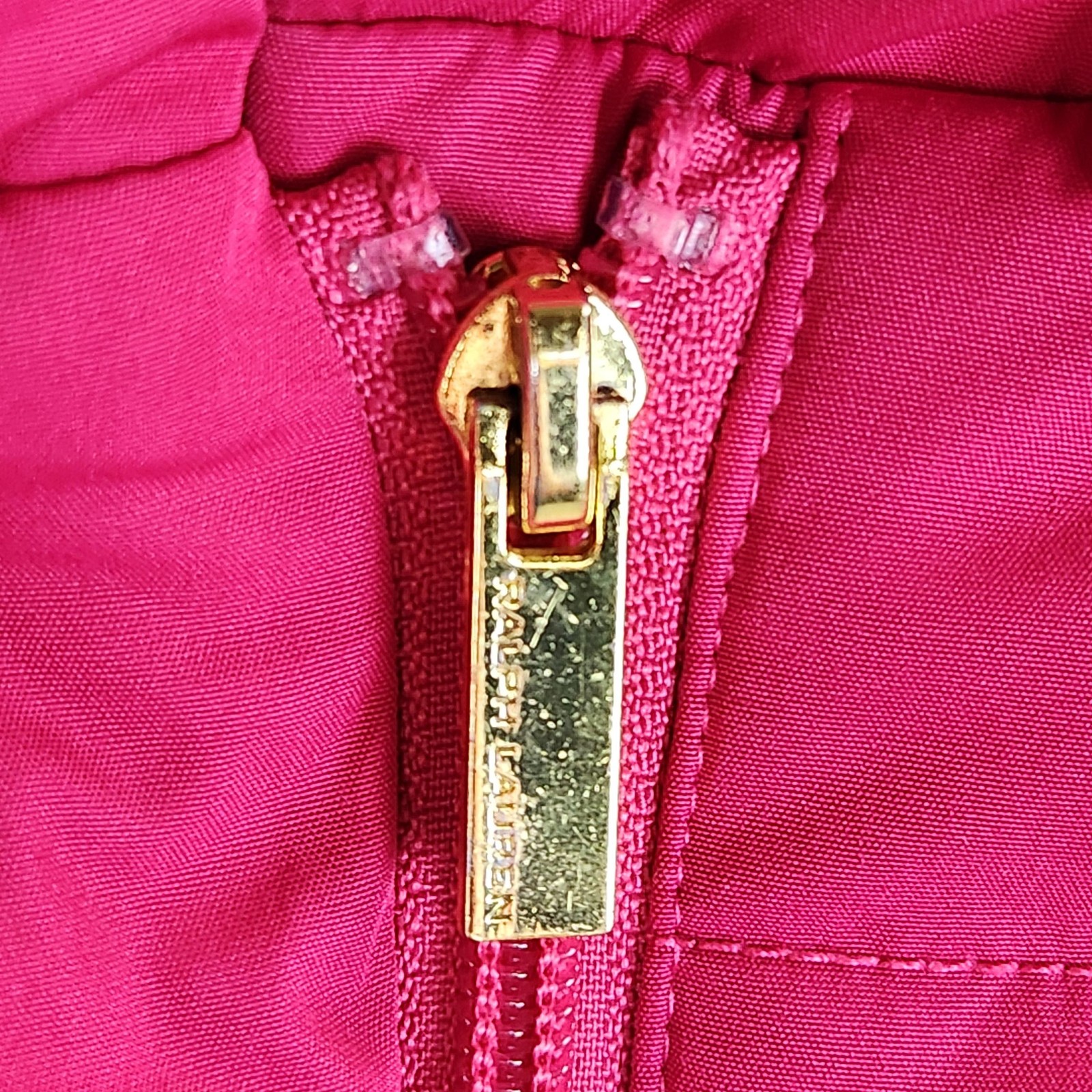 Ralph Lauren Jacket Girls Medium Pink Down Puffer Hooded Ruffle Hem Coat image 10