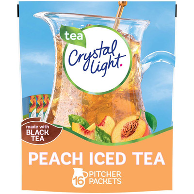 Crystal Light Peach Iced Tea Drink Mix 4.55 oz Canister   Sugar-Free Powder.