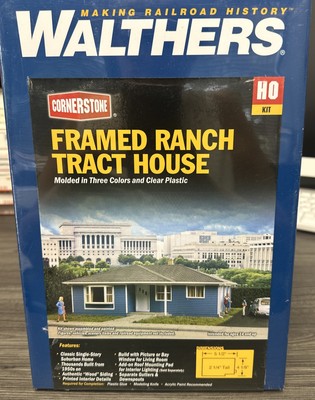 Walthers Cornerstone HO Kit 933-3775 Framed Ranch Tract House NIB CC