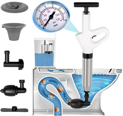 #ad High Pressure Toilet Plunger – Stainless Steel Air Drain Blaster with Visual B $28.99