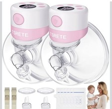 TSRETE Double Wearable Breast Pump Electric Hands-Free 2 Modes 9 Levels - Pink