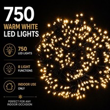 750 Warm White Christmas Tree Lights LED String Lights Xmas 8 Function