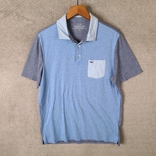 Vineyard Vines Shirt Mens M Blue Edgartown Polo Short Sleeve Pocket Pima Stretch