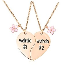 Best Friend Necklaces BFF Necklace for 2 Friendship Rose Gold B-Flower