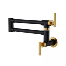 Traditional Wall Mount Pot Filler in Black and Brushed Gold