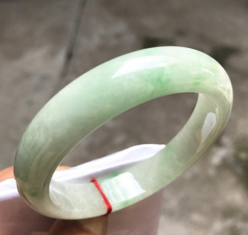 55.4mm Natural Icy Green Jadeite Jade Bracelet Burmese Jade Bracelet Bangle - Picture 3 of 17