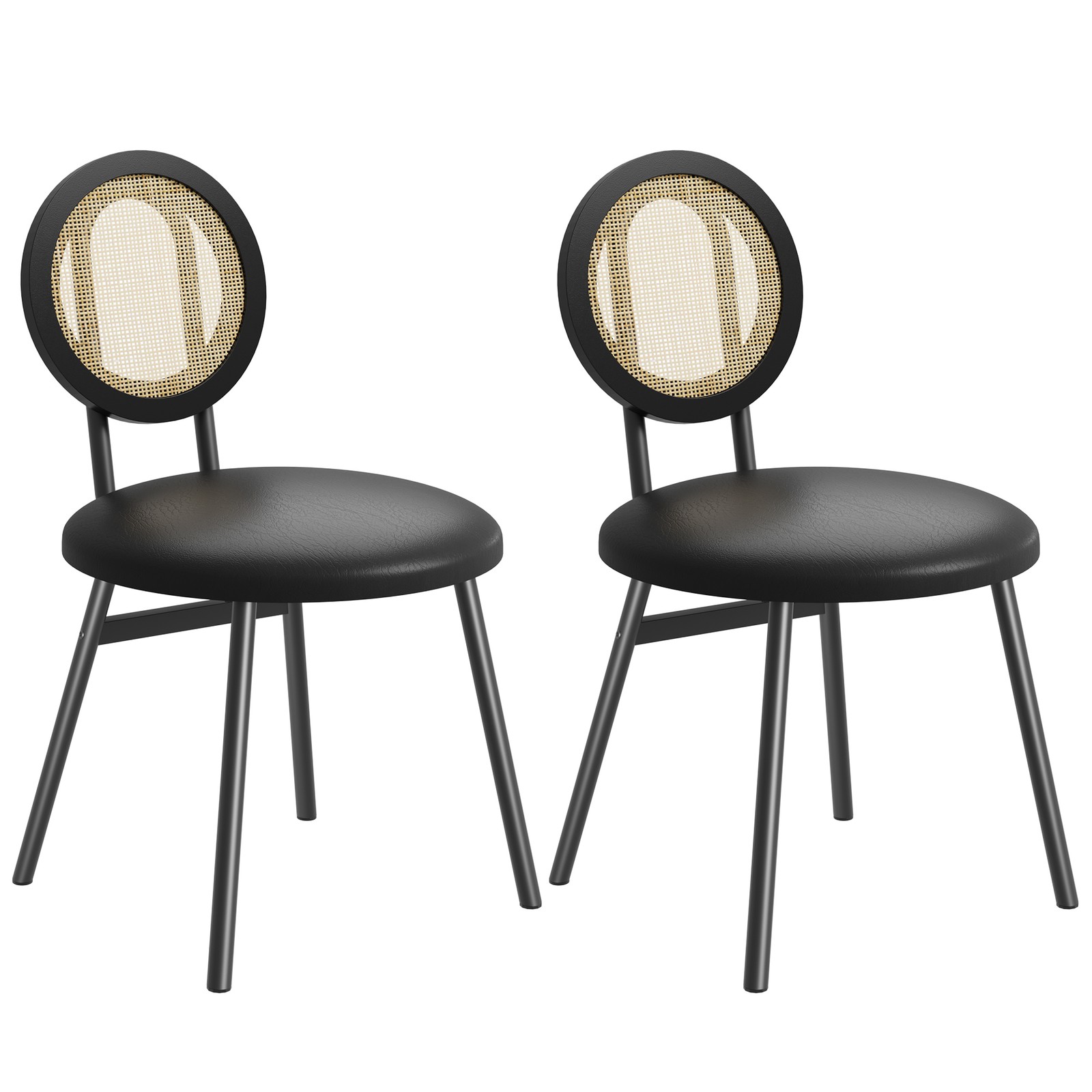 2 Pack Modern Rattan Cane Back Dining Chairs Kitchen Side Chairs for Dining Room