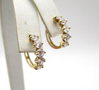 10K Yellow Gold Clear Stone Huggies Hoop Earrings 2.2 Gr [E380] — photo 1