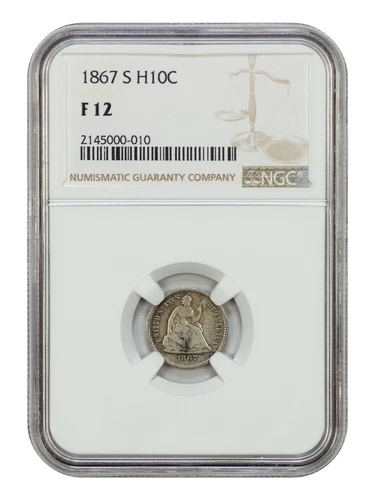 1867-S H10C NGC Fine 12 - Liberty Seated Half Dime
