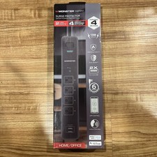 MONSTER SURGE PROTECTOR 4 GROUNDED OUTLET and 2 USB ports 6 FT EXT cord