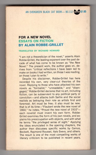 For a New Novel: Essays on Fiction - Alain Robbe-Grillet - Grove Press Evergreen - Picture 2 of 2