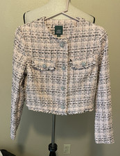 Wild Fable Pink Black Tweed Cropped Blazer, NEW, Size XS