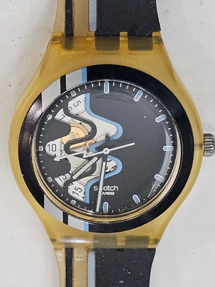 Reloj Pulsera Swatch Vintage Automático Cuarzo Para Hombre Correa Silicona Esfera Redonda - Sin Probar Foto 2 de 4