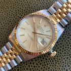 1987 Rolex DateJust 16013 Tapestry Dial 18K & Steel Watch - Mint & Unpolished