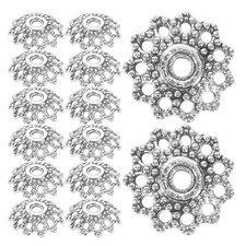 300 Pcs Vintage Spacer Bead Metal Alloy Beads Silver Flower Caps