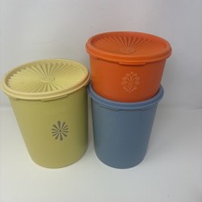 VTG Tupperware Servalier Canister 3 Pc Lot Ye...