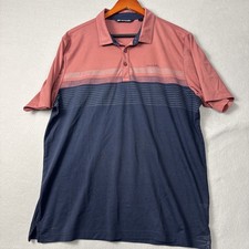 Travis Mathew Shirt Mens XL Golf Short Sleeve Polo Navy, Light Red