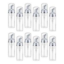 2 Oz Empty Foam Pump Bottle, 12 PCS Soap Dispenser, Clear/Silver