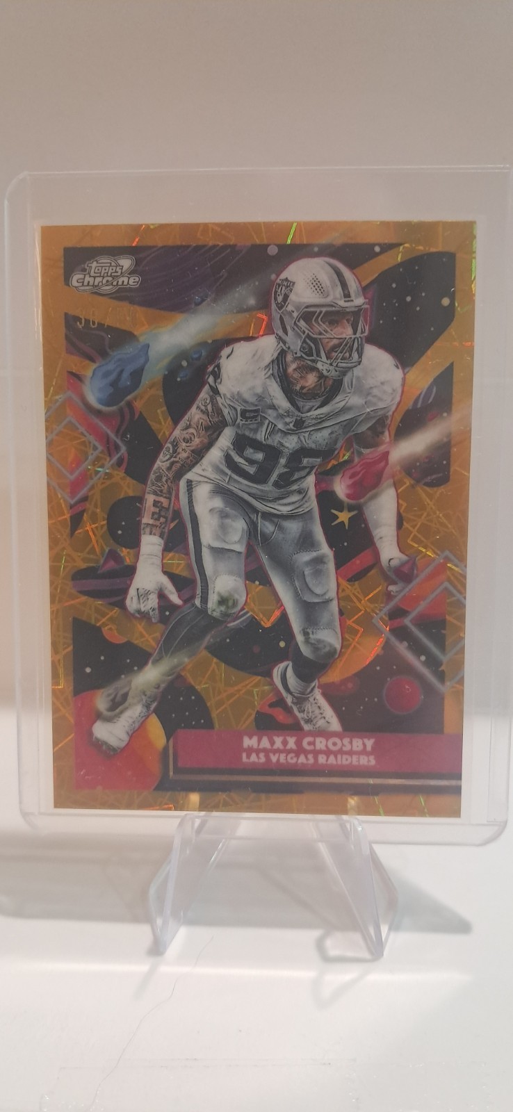 2025 Topps Cosmic Chrome Maxx Crosby Las Vegas Raiders Gold Numbered /50, #52