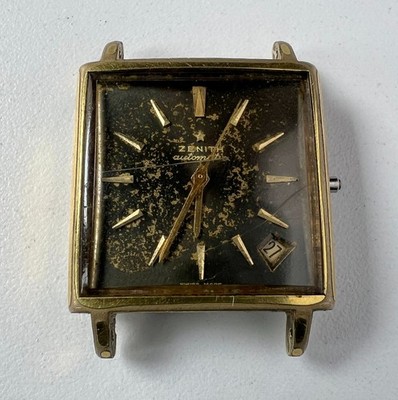 Vintage Zenith Respirator Automatic Watch Mens Brown Dial 25 Jewels TANK