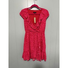 NEW J. Crew Pink Tossed Bouquet Print V-neck Ruffle Faux Wrap Preppy Dress 2