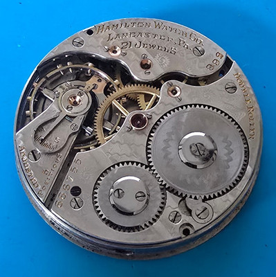 CLEAN VINTAGE 16 SIZE HAMILTON GRADE 992P MODEL 1 POCKET WATCH MOVEMENT PARTS