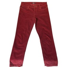 Tommy Hilfiger Women Corduroy Pants size 6 US Red Mid Rise Stretch Straight Slim