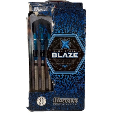 Harrows Blaze Inox Steel Darts Silber / Blau 23g Neu (Cracked Case)  