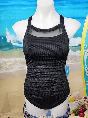 NWT Cupshe Womens One Piece Swimsuit Size Small. Textures Black Ruched 