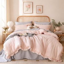 Full Size Comforter Pink Set 3PCS 1 Ruffled Full, Blush