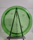 Vintage Green Jeanette Uranium Glass Sunflower Cake Plate Depression 10 inches