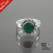 925 Silver Green Onyx Stone Bezel Birthday Band Wife Engagement New Ring Jewelry