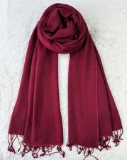 Maroon Red Handmade Silk Pashmina Shawl Cashmere  Scarf Travel Wrap Ladies Stole