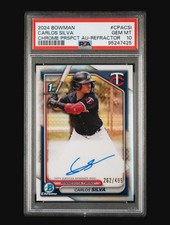 2024 Bowman Chrome Carlos Silva Refractor 1st Bowman Auto /499 #CPA-CSI PSA 10