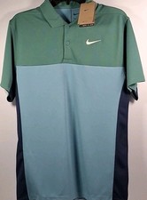 Nike FQ1114-361 Men's Small Dri-FIT Victory Block Golf Polo, Green w/Lt. Blue