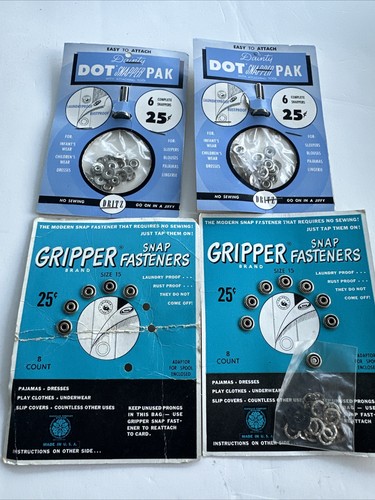 Vintage Lot Of Dritz Dot Dainty Snapper Pak Scovill Gripper Snaps And Fasteners