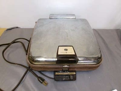 General Electric 26G46T Grill Waffle Baker Chrome Deco Etching