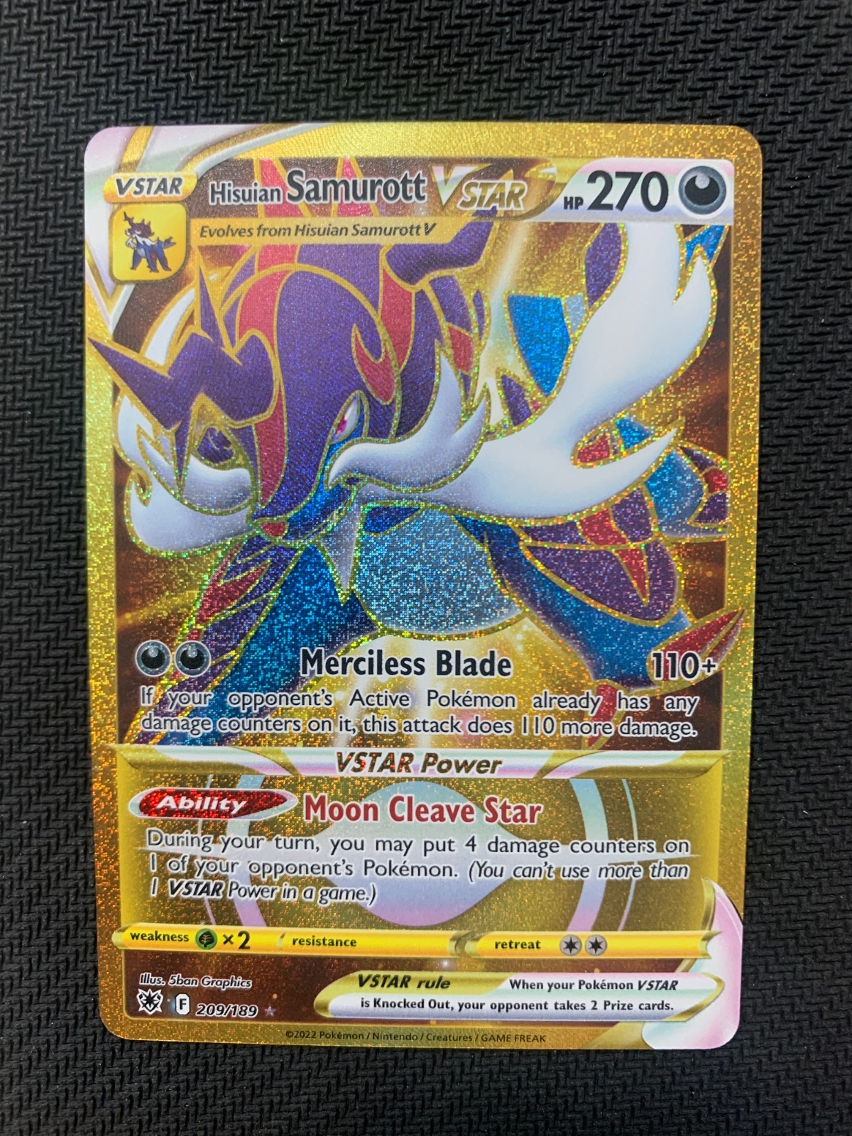 Hisuian Samurott VSTAR 209/189 Secret Rare - SWSH Astral Radiance Set - NM
