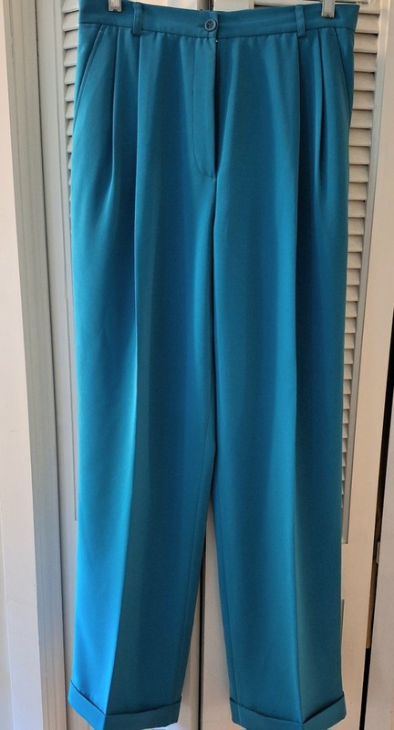 Votre Nom High-Waisted Pleated Trousers - Teal - Size 42 - Medium
