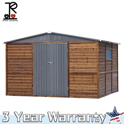 8x10FT Ourdoor Iron-Wood Combination Garden Storage Shed Functionality Tool Shed